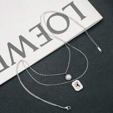 New Fashionable Minimalist Versatile Delicate Luxury Faux Pearl Double Layer Stainless Steel Women Pendant Necklace, Suitable For Daily Wear And Gift, Fade-Resistant And Non-Allergic