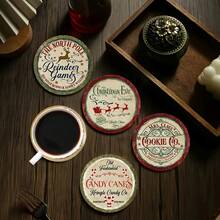 1 Set Of 6 Pieces Merry Christmas Wooden Coasters - Fun And Christmassy Coasters For Coffee, Tea And Drinks - Perfect Home Decor Gift For Parents And Friends, Christmas, Christmas Decor, Christmas Gifts, Home Decor, Holiday Decor, Kitchen Accessories, Kitchen Decoration,Coaster Set,Coasters Drink Coasters,Coaster For Cup At Home,Choice Of 1 Or 31 Sets