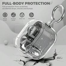 Zij8265 Compatible With Samsung Galaxy Bud 3 Pro Case Buds3 Case Cover Clear Lock Clip With Cleaner Kit Bling Transparent TPU Galaxy Buds Pro 3 Protective Cover Men Women With Carabiner Glitter Clear - ClearGlitter - View 3