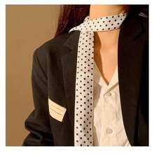 女士波点小丝巾一条，窄长款，尖角设计，韩式风格，用途广泛，可用于装饰包包、衬衫、丝带和飘带。适合连衣裙穿着。 - 小波點絲巾 - 查看 15