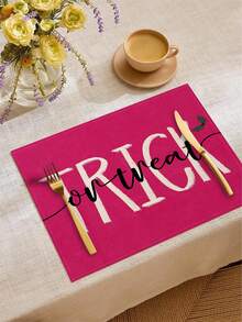 4pcs/6pcs/60pcs Halloween Placemats, Pink Pumpkin, Spider Web, Skull, Bat & Letter Linen Placemats, Dirt-Resistant For Home, Restaurant, Dining Decoration - Multicolor - View 5