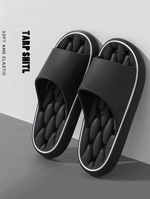 TIKP Men's Solid Color Soft Sole Slippers, Casual Open Toe Quick Drying Shoes, Comfortable Indoor Home Shower Waterproof Sandals