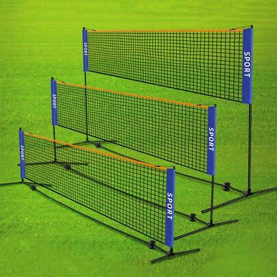 便携式羽毛球/匹克球网 - 可折叠/伸缩杆，适用于多种运动 - 非常适合网球、匹克球、足球网球 - 安装简便（仅含球网，不含球杆）