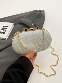 Elegante Bolsa de Festa Tipo Clutch de Moda/Bolsa Brilhante/Bolsa de Festa de Diamantes, Bolsa de Festa com Acabamento Brilhante e Corrente Metálica, Bolsa de Casamento Dourada, Transversal e de Mão, Para Mulheres