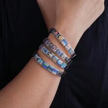 1PC Summer Casual Stainless Steel Bracelet, With Personalized Patterns Such As Pet Dogs And Beach Scenery, Suitable For Daily Wear