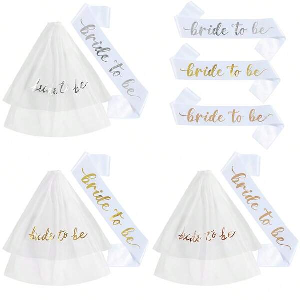 "Bride To Be" Veil/Sash – Foil Lettering In Gold, Silver, Rose Gold | Bachelorette, Single Party, Bridal Shower & Wedding Must-Have