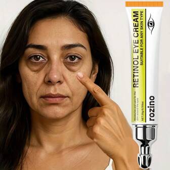 20g 视黄醇眼霜，含视黄醇、槐花提取物、龙胆提取物、柑橘提取物、水解弹性蛋白、透明质酸钠，淡化细纹，有效淡化黑眼圈和浮肿，适用于眼部、嘴角、额头、颈部，男女通用，紧致滋润眼周肌肤，护肤眼部，预防鱼尾纹，节日礼物，旅行必备