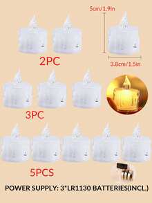 2/3/5/12/24pcs Acrylic Crystal Drip Pattern LED Electronic Candle Lights (Battery Included), Indoor Decorative Tea Light Candles, Flameless Simulated Candle Lights, Suitable For Wedding Decoration, Christmas Decoration, Holiday, Home Decor, Tabletop Decor Candles - Huang Guang - View 12