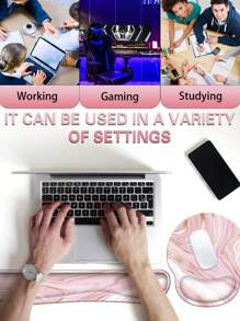 四合一键盘鼠标垫套装，包含大号鼠标垫、键盘腕托、鼠标腕托和杯垫，符合人体工学设计，适用于家庭办公室电脑桌。 - 彩色 - 查看 3