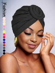 Awegeo 女士纯色头巾，带装饰细节 - 休闲时尚头巾，适合居家和日常佩戴 - 彩色 - 查看 6