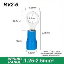 TEMINUO 80pcs Ring Terminals Insulated O Ring Crimp Connectors - M4 M6 M8 22-16/16-14/12-11AWG Gauge Electrical Crimp Terminal Pvc Eyelet Wire Connector Assortment Kit For Boat Truck Stereo Car Red Blue Yellow Set - Multicolor - View 10