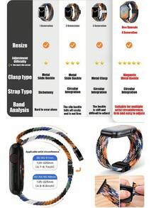 升级款磁吸编织弹力表带，带磁吸表扣，兼容 表带 38mm 40mm 41mm 42mm 44mm 45mm 46mm 49mm 男女款，柔软尼龙运动单圈表带，兼容 Series 11 10 9 8 7 6 5 4 3 Ultra 3 2 1 SE - 升級磁吸扣-粉砂 - 查看 5