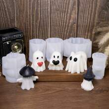 Molde de silicona para velas con forma de fantasma de Halloween 3D, herramienta para hacer manualidades de yeso y resina, regalos artesanales para festividades y decoración para el hogar - Multicolor - Ver 3