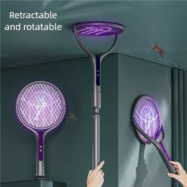 1pc USB Rechargeable Foldable Electric Mosquito Killer Fly Swatter Trap 4 IN 1 Mosquito Killer Lamp Fly Insect Zapper For Home,500mAh