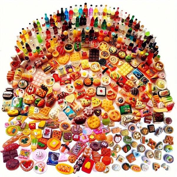 Mini Drink Bottle Toys Mixed Style Resin Food Dolls Kitchen Pretend Play Mini Food Dolls Diy Accessories For Adults And Teens - Random Styles
