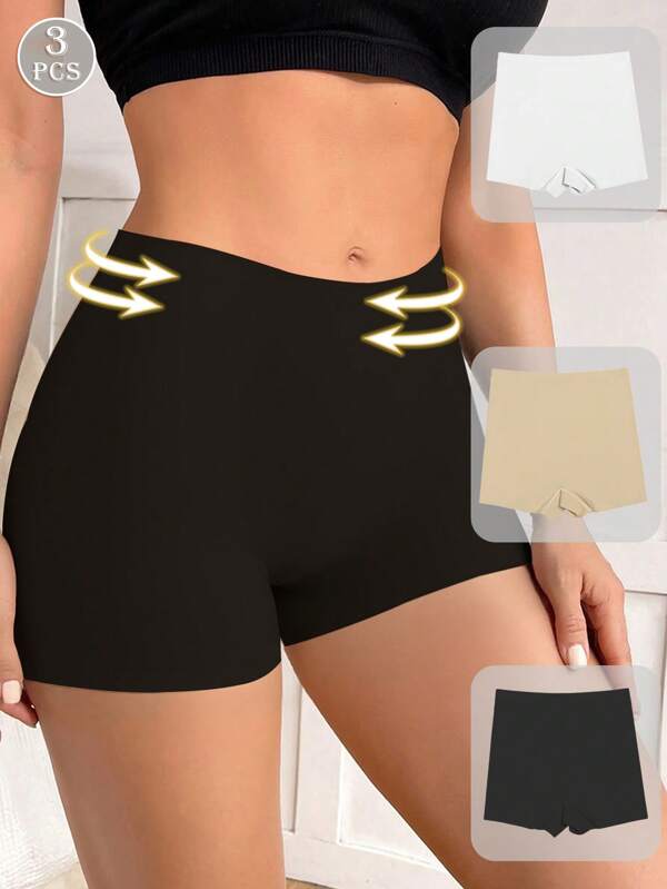3Pcs Comfortable Safety Shorts For Women Soft Safety Panties Elastic Boyshort Underwear Briefs For Women Knickers Women Underpants Summer