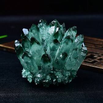 Natural Green Phantom Quartz Cluster Specimen, Home/Office Decor, Demagnetizing Gift