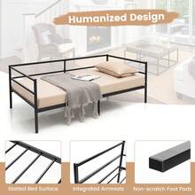 Lifezeal Metal Twin Daybed With Headboard Black - Black - View 8