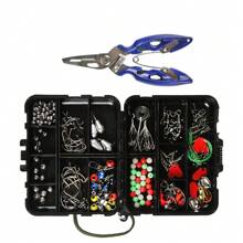 264 pièces Kit d'articles de pêche complet - Kit complet avec crochets de leurre, émerillons, lests et divers accessoires pour équipement de pêche des pêcheurs