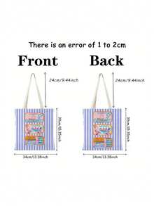 1 Túi vải Canvas bền chắc họa tiết cá mòi, Túi mua sắm họa tiết hai mặt, Thích hợp làm quà tặng cho bạn bè, Quay lại trường học - Nhiều màu - Xem 3