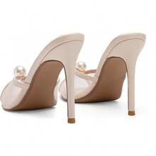 Mesh Mule Heels With 4 Inch Stiletto Heel - 米色 - 查看 10