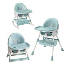 High Chair Baby, Children's High Chair With Baby Lounger, Adjustable Foldable High Chair Baby With Feeding Tray And Wheels, Basket, Grows With The Child From 6 Months To 6 Years Baby Chair - màu xanh lá - Xem 1