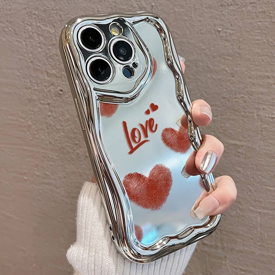 Funda para teléfono 1 pieza ¿Adecuado para 16 Pro/ 16 Plus/ 16 Pro/ 16, 15/ 14/ 13/ 12/ 11? Nuevo teléfono galvanizado con forma de onda y patrón de moda, lente con orificio de precisión, funda integrada de TPU antigolpes y anticaída. - Blanco - Ver 1