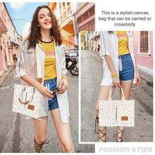 Canvas Tote Bag For Women With Pockets Crossbody Bag Tote Shoulder Handbags Casual Work Bags Everything Tote Bag - 小粉花 - 查看 5