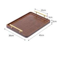 1pc竹托盘，长方形实木托盘，高架家用杯，茶盘，面包盘，蔬菜盘 - 咖啡棕 - 查看 11