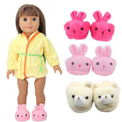 1 par de zapatos de 18 pulgadas para muñeca bebé reborn, zapatos con forma de oso/conejo, zapatillas de peluche elegantes y lindas, accesorio de juego de roles para niñas y estudiantes, accesorio de juguete de muñeca, para fiesta de vacaciones, regalo de cumpleaños