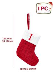 1 pieza Calcetín navideño de punto rojo de 10 pulgadas, calcetín colgante con letras en inglés y copos de nieve, para decoración de fiestas navideñas 2026, suministros y decoración de habitaciones navideñas, calcetín navideño personalizado con inicial, decoración navideña del hogar y familiar, adorno del árbol de Navidad, paquete de regalos sorpresa de Nochebuena, disfraces y favores de fiesta navideña