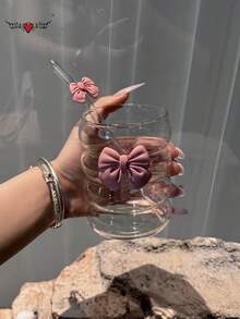 蝴蝶结公主系列玻璃吸管杯 - 包含蝴蝶结吸管、咖啡吸管杯、珍珠奶茶吸管杯、抹茶吸管杯 - 彩色 - 查看 1