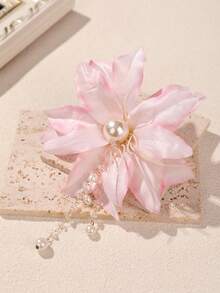 1 pièce Pince à cheveux florale à franges de perles de bohème, accessoire capillaire pour la mariée, mariage sur la plage