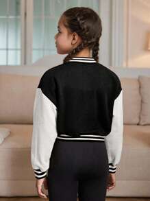 1pc Girls & Teens' Raglan Color Block Casual Baseball Jacket, Fashionable & Versatile For Autumn/Winter