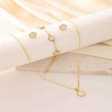 1pc Fashion Chinese Style Gold Plated Lily Drop Earrings, Luxury Gift For Wife/Girlfriend