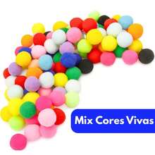 1000 Pompom Pom Pom Ball Crafts Polyester Fluffy 10mm - Mix Bright Colors - View 2