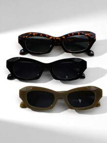 1 件女士猫眼复古时尚街头风格眼镜，适合户外、海滩、派对几何形状太阳镜 - 彩色 - 查看 4