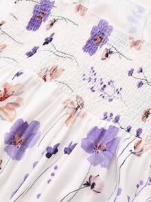 Women's Elegant Ditsy Floral Camisole Dress With Belted Waist And Flared Skirt, With Knitted Cardigan 2-Piece Set - Multicolor - View 3