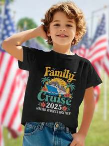 Family Cruise 2025 Making Memories Together Kids T Shirt Perfect Family Vacation Cruise Outfits Matching Tee Gift Summer Holiday Adventure Outfit Cute Children's Clothing - 黑色 - 查看 1