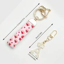 1 件锌合金钥匙扣，采用印花 PU 皮革设计，搭配闪亮皇冠字母吊坠，防锈涂层，适合悬挂车钥匙、钥匙等。它与任何东西相匹配，是引领潮流的必备品！ - 彩色 - 查看 3