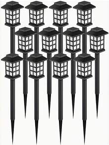 24/12 Piece Set Of Solar Outdoor Lights, Solar Garden Decorative Lights, And LED Solar Lights With IP43 Waterproof Function For Outdoor Use. It Charges Automatically During The Day, Does Not Require Wiring, And Consumes Zero Power. This Solar Powered Walkway Light Can Provide 10 Hours Of Illumination For Your Garden, Landscape, Roads, Courtyards, Terraces, And Lanes. - 黑色 - 查看 1
