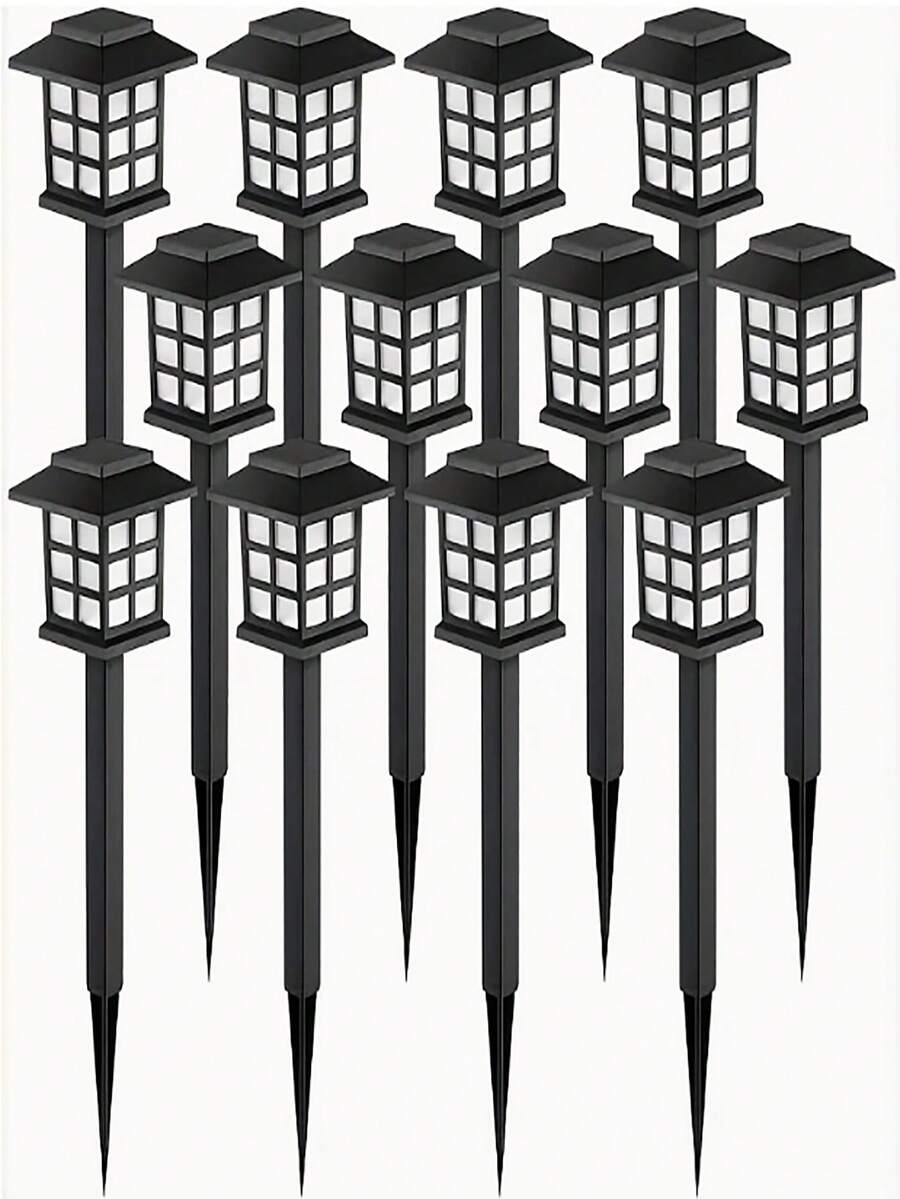 24/12 Piece Set Of Solar Outdoor Lights, Solar Garden Decorative Lights, And LED Solar Lights With IP43 Waterproof Function For Outdoor Use. It Charges Automatically During The Day, Does Not Require Wiring, And Consumes Zero Power. This Solar Powered Walkway Light Can Provide 10 Hours Of Illumination For Your Garden, Landscape, Roads, Courtyards, Terraces, And Lanes. - 黑色 - 查看 1