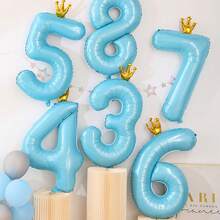 1pc Letter Design Birthday Party Decorative Balloon,Christmas - Blue - View 4