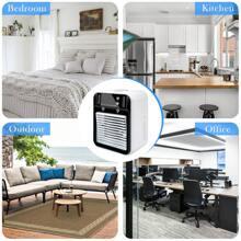 Ventilador de aire acondicionado portátil recargable por USB con función de enfriamiento, batería de 3000mAh, humidificador por pulverización, ajuste de doble velocidad, diseño compacto para uso en el hogar/oficina y comodidad al aire libre
