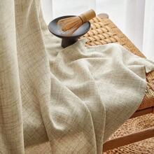 1pc Bohemian Solid Semi-Sheer Linen-Like Curtain, Pole Pocket Top, Easy Hanging, 180gsm Linen Fabric, Filters Light, Provides Privacy, Minimalist Elegant Home Decor Curtain, Calm And Comfortable Visual Experience, Suitable For Bedroom, Living Room, Bathroom, Kitchen, Closet, Office