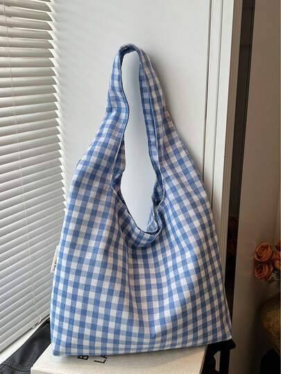 Women's Chic Large Capacity Backpack, Colorful Plaid Tote Bag 2025 New, Casual Versatile Lightweight Commute Big Bag, Shopping Tote For Women, Beach Travel Bag