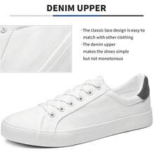 Mens Canvas Low Top Lace Up Casual Sneakers In White And Black - Sữa trắng - Xem 5