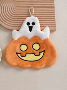 1 buc prosop de bucătărie creativ de Halloween, drăguț dovleac coral catifea agățat, șervețel de mână cu absorbție a apei și uscare rapidă, perfect pentru Halloween, potrivit pentru baie, bucătărie și toaletă, un șervețel bun pentru salon de înfrumusețare, acasă, baie