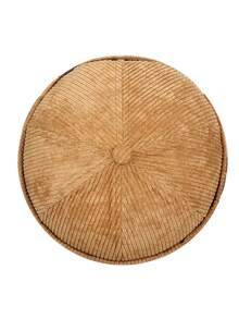 Casquette sans bord avec patch en velours côtelé, chapeau plat de style rétro moto, casquette dôme unisexe style hipster pour le printemps et l'automne - A - Voir 4