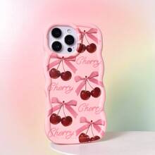 1pc Cherry Bowknot, Minimalist Cute Cartoon Bowknot For Girls, Innovative Beautiful Fashion, Simple, Matte Macaron Color Full Coverage Anti-Fall, Compatible With Samsung/Redmi/A1/POCO/Apple/XR/11/14/15/16/Transsion/OPPO/REALME/Honor Waterproof Shockproof Scratch Resistant